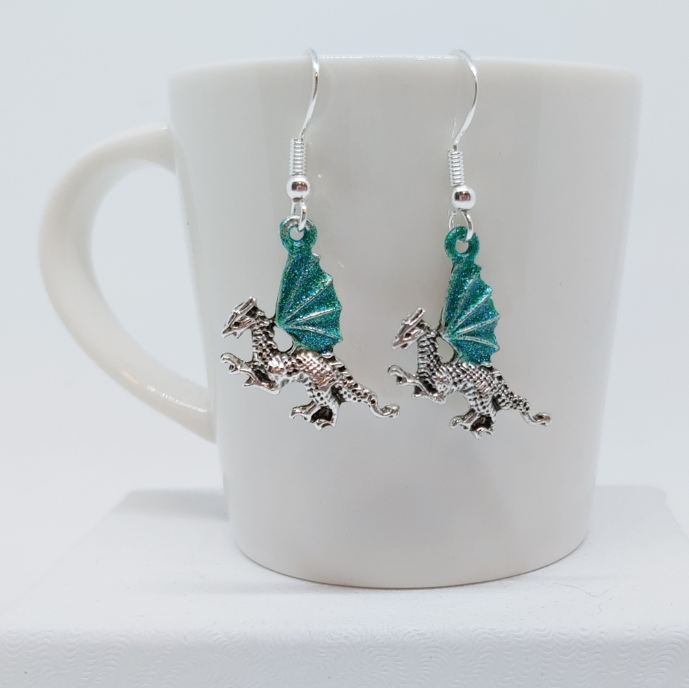 Sterling silver dragon earrings